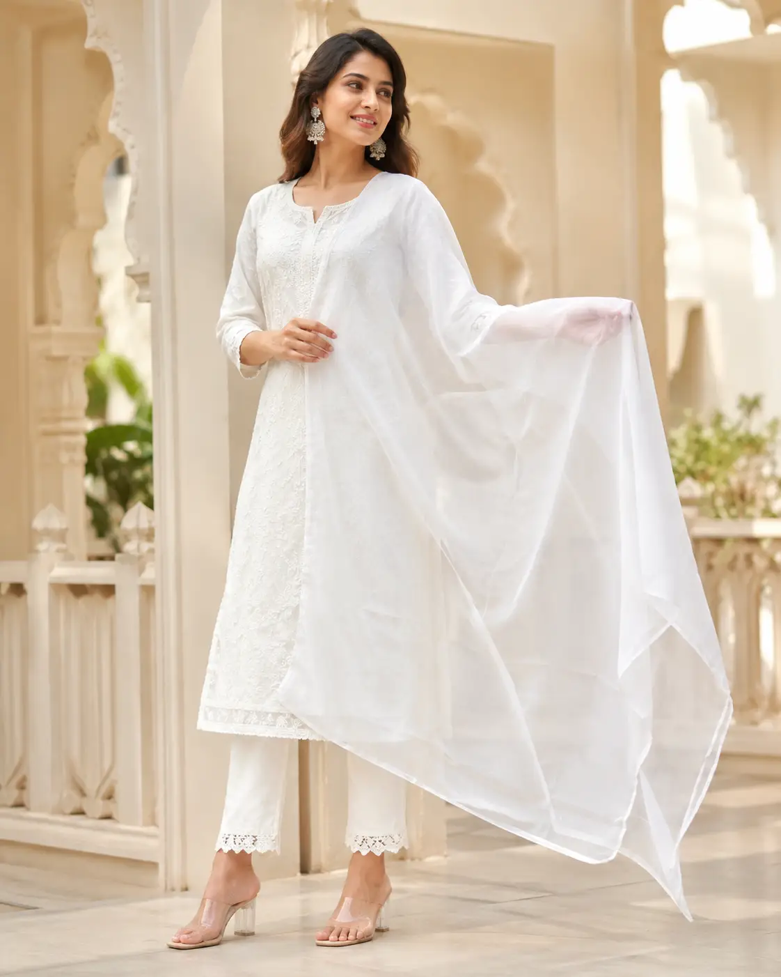 White Dupatta Plain White