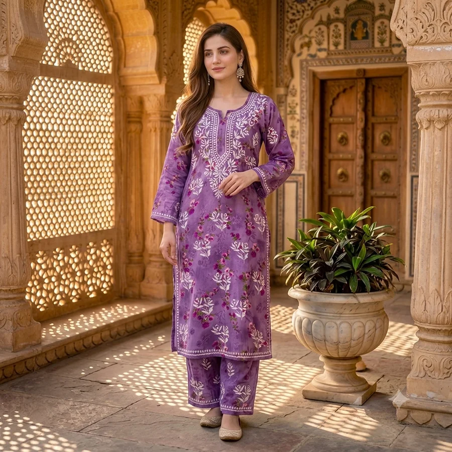 Purple Premium Malaml Floral Set