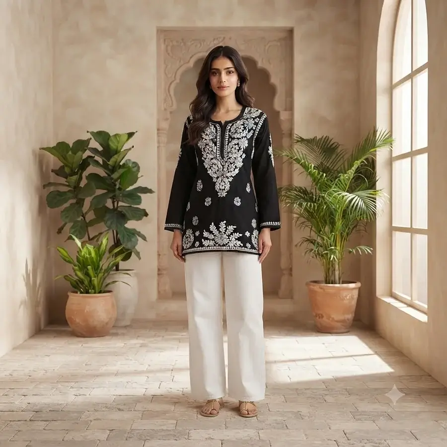 Black Rayon short kurta