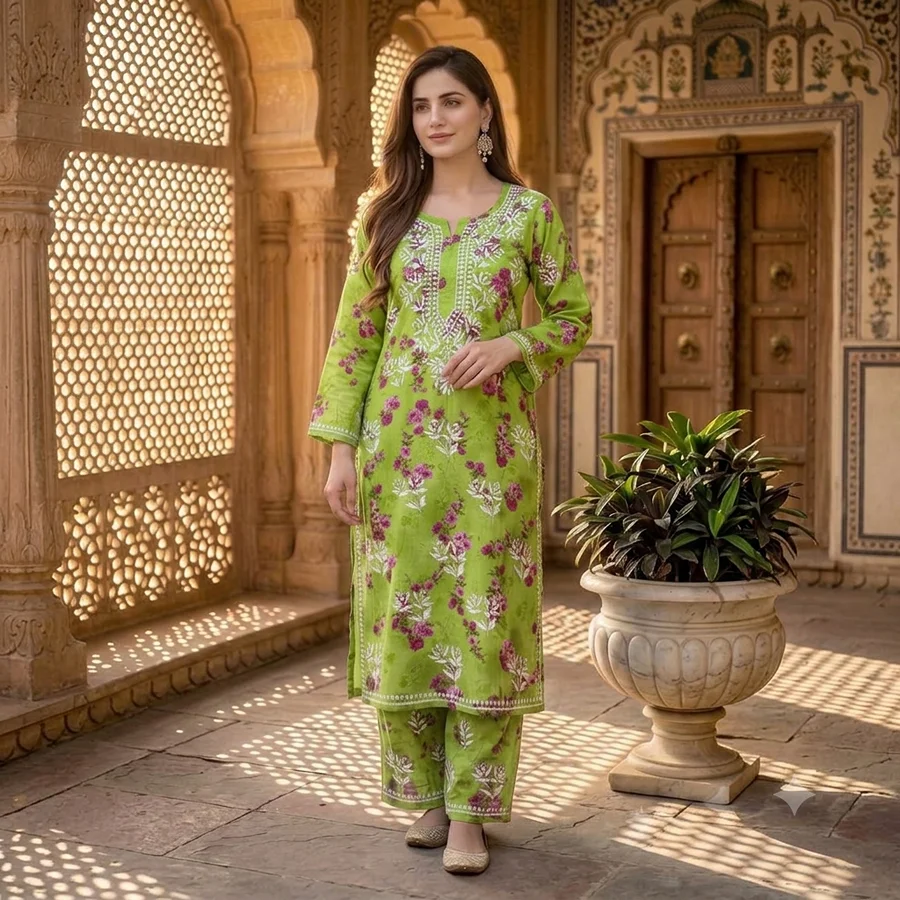 Green Premium Malaml Floral Set