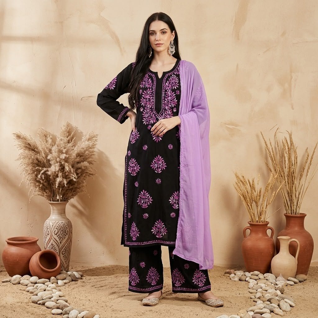 Levender Alifa Rayon fabric 3 Psc Set