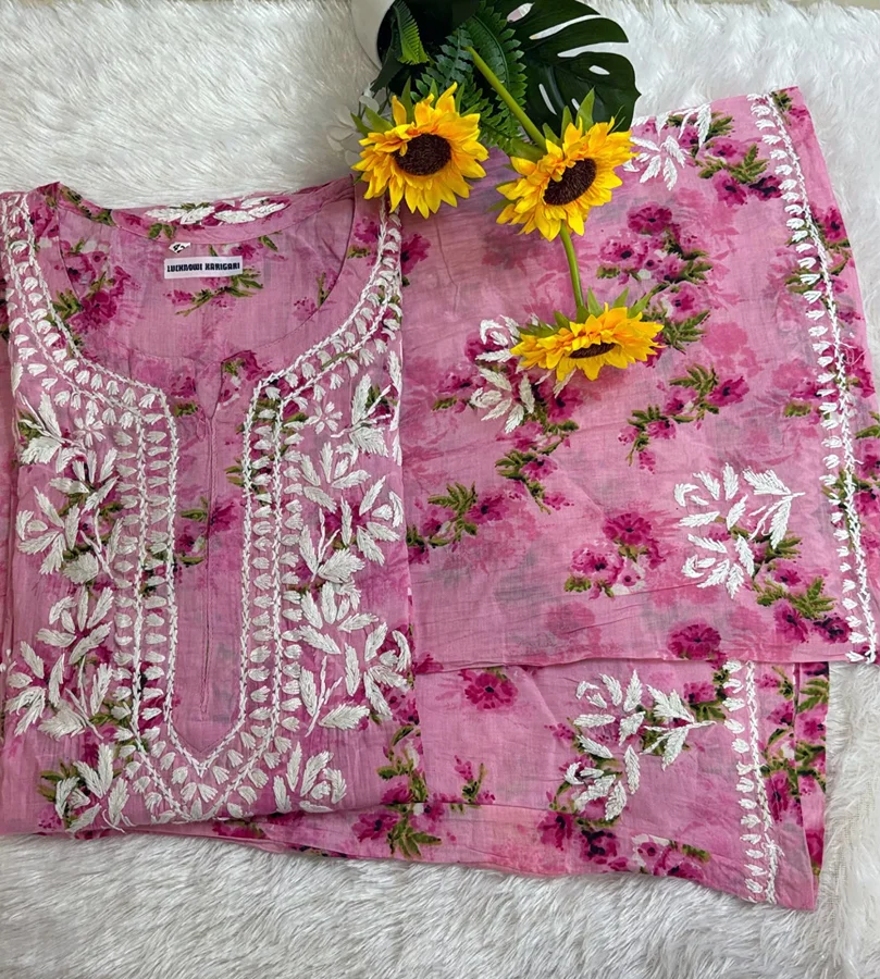 Peach Pink Premium Malaml Floral Set - Image 3