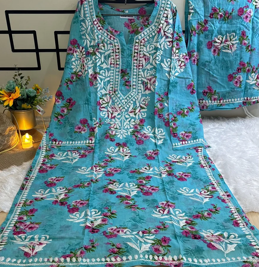 Blue Premium Malaml Floral Set - Image 2