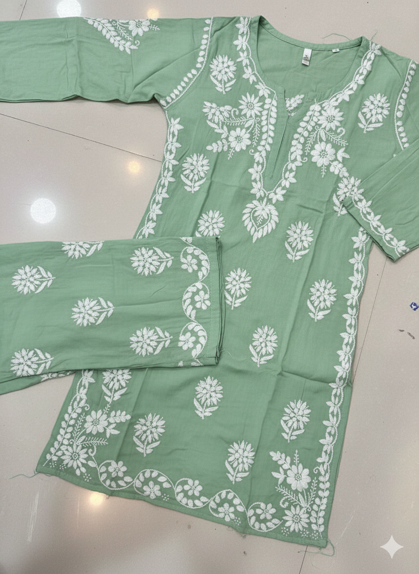Pista Green Floral Cord Set - Image 2