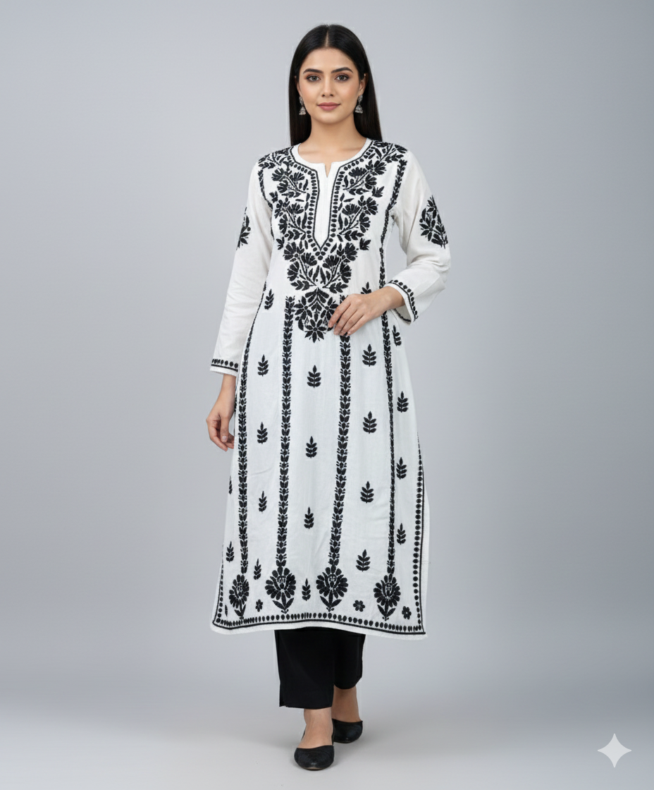 Black & White Rayon Kurti